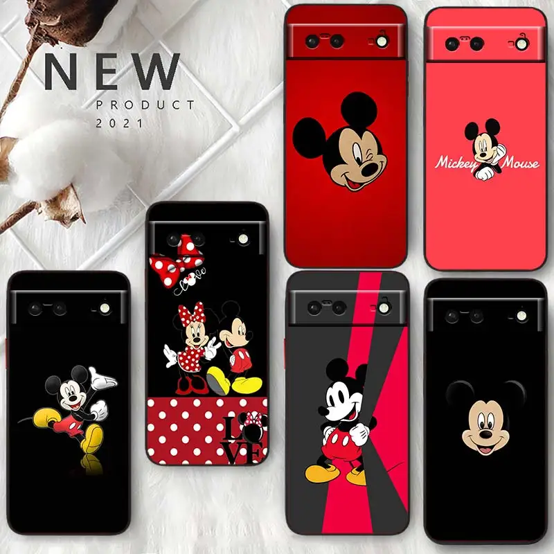 

Cartoon Cute Mickey Mouse For Google Pixel 7 6 Pro 6A 5A 5 4 4A XL 5G Shell Soft Silicone Fundas Coque Capa Black Phone Case