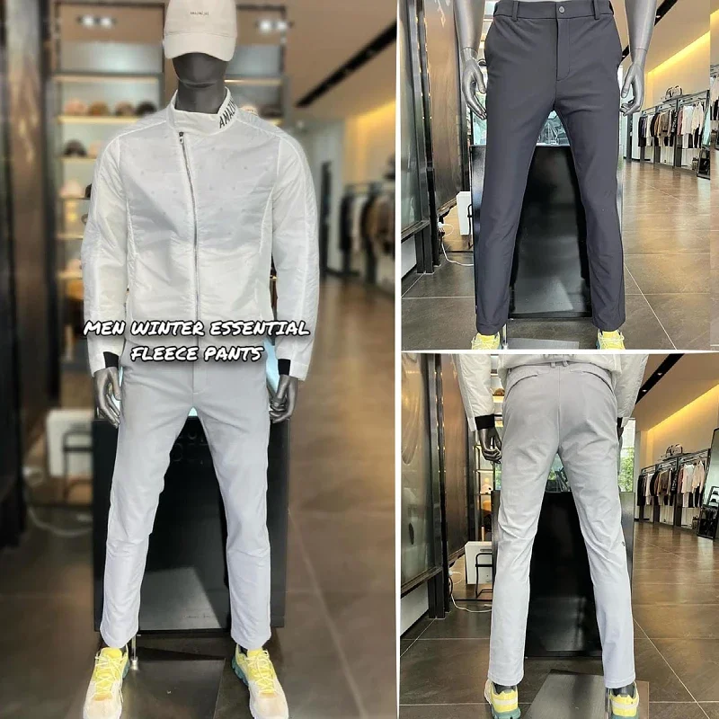 

23 осенне-зимние новые брюки для гольфа, мужские прямые повседневные брюки из микроплюша, спортивные теплые брюки для гольфа