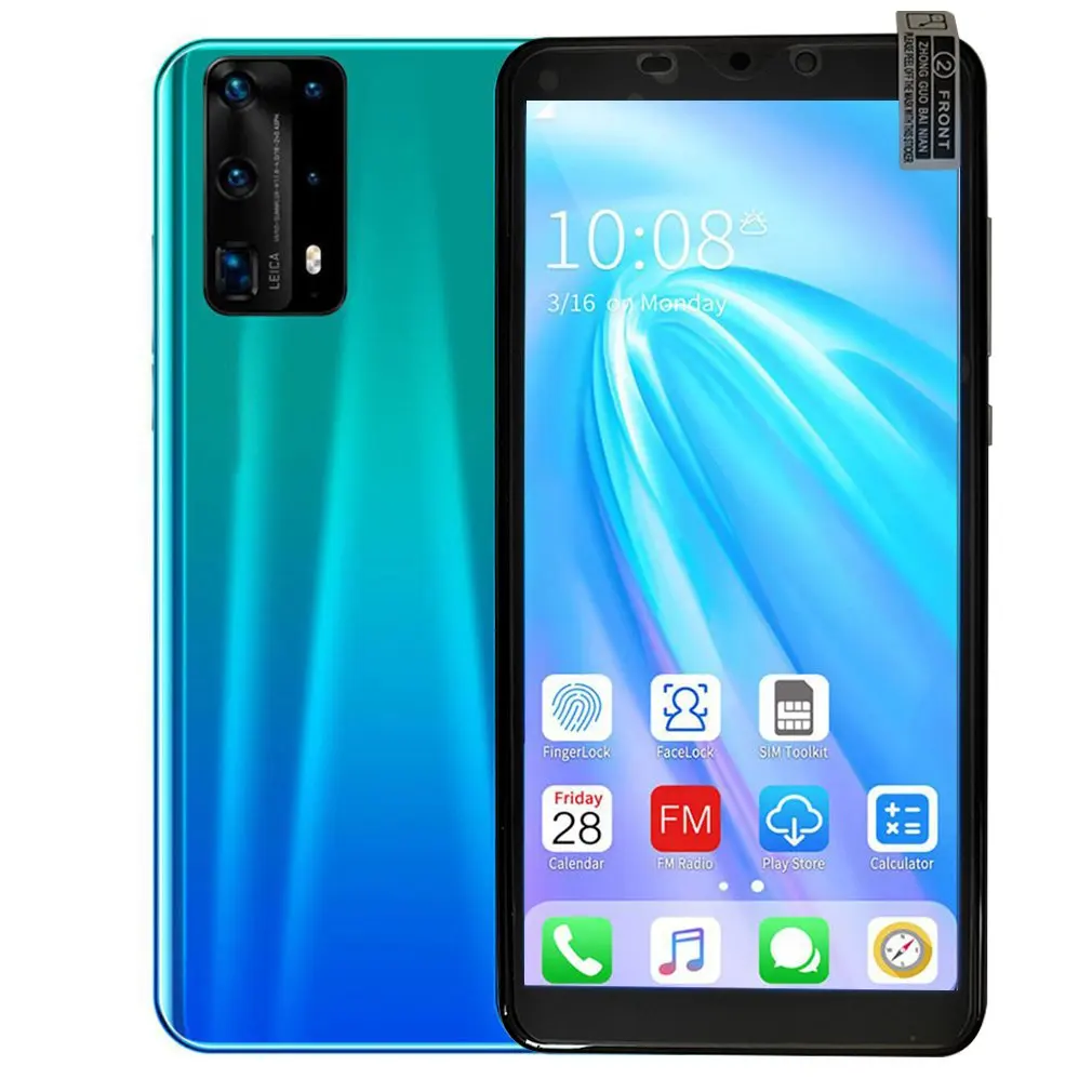 

Двухъядерный смартфон P40 Pro 5.8 телефон 512M + 4G Android смартфон 3D стеклянная задняя крышка синий
