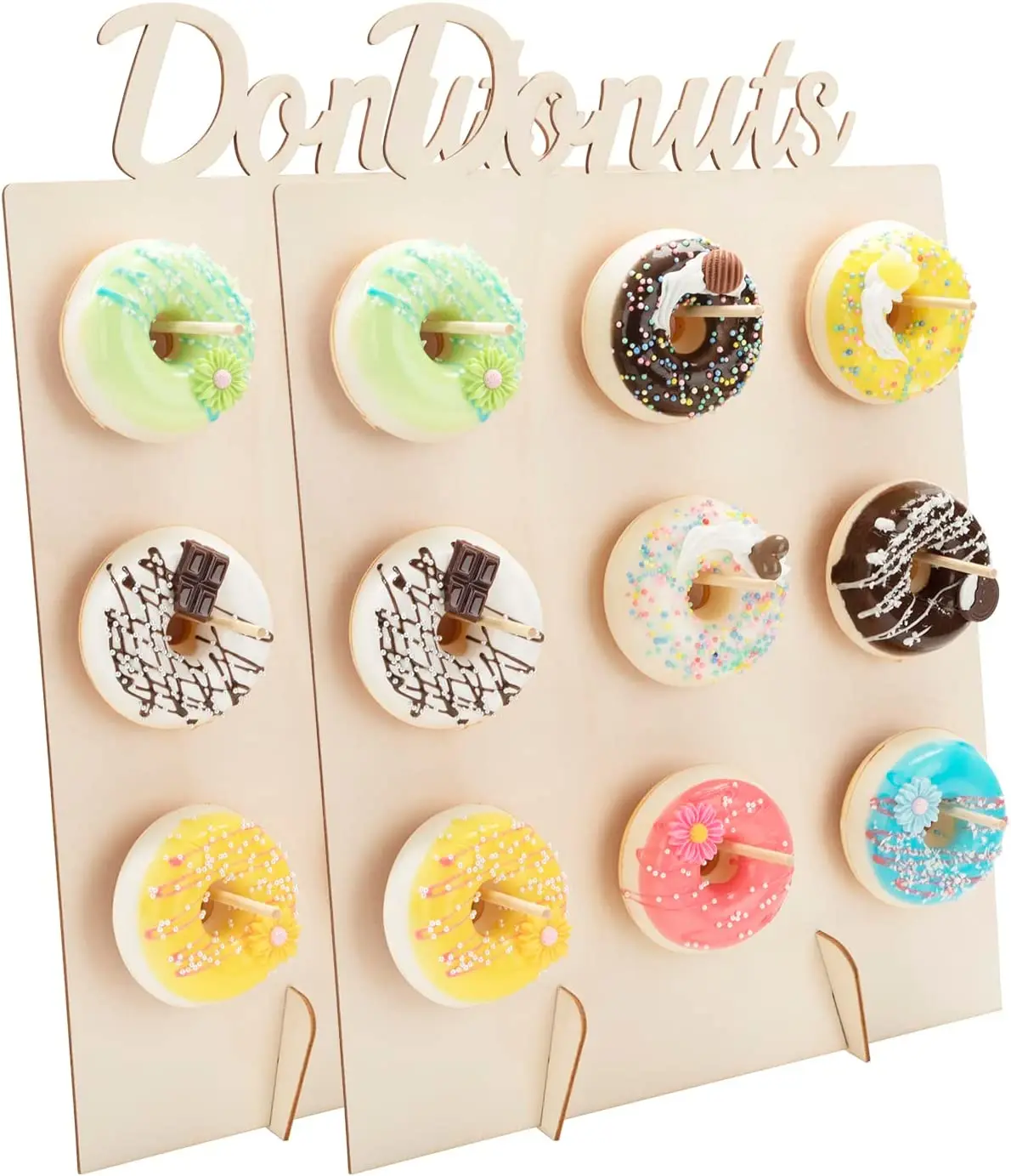 

Reusable donut wall bracket wooden donut 9-hole donut bracket for wedding birthday party birthday cake decoration 2 pieces -
