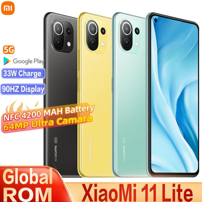 ROM global Xiaomi Mi 11 Lite 5G Versión 128GB/256GB Smartphone Snapdragon 780 64MP Cámara 90HZ Pantalla AMOLED 33W 5000mAh NFC