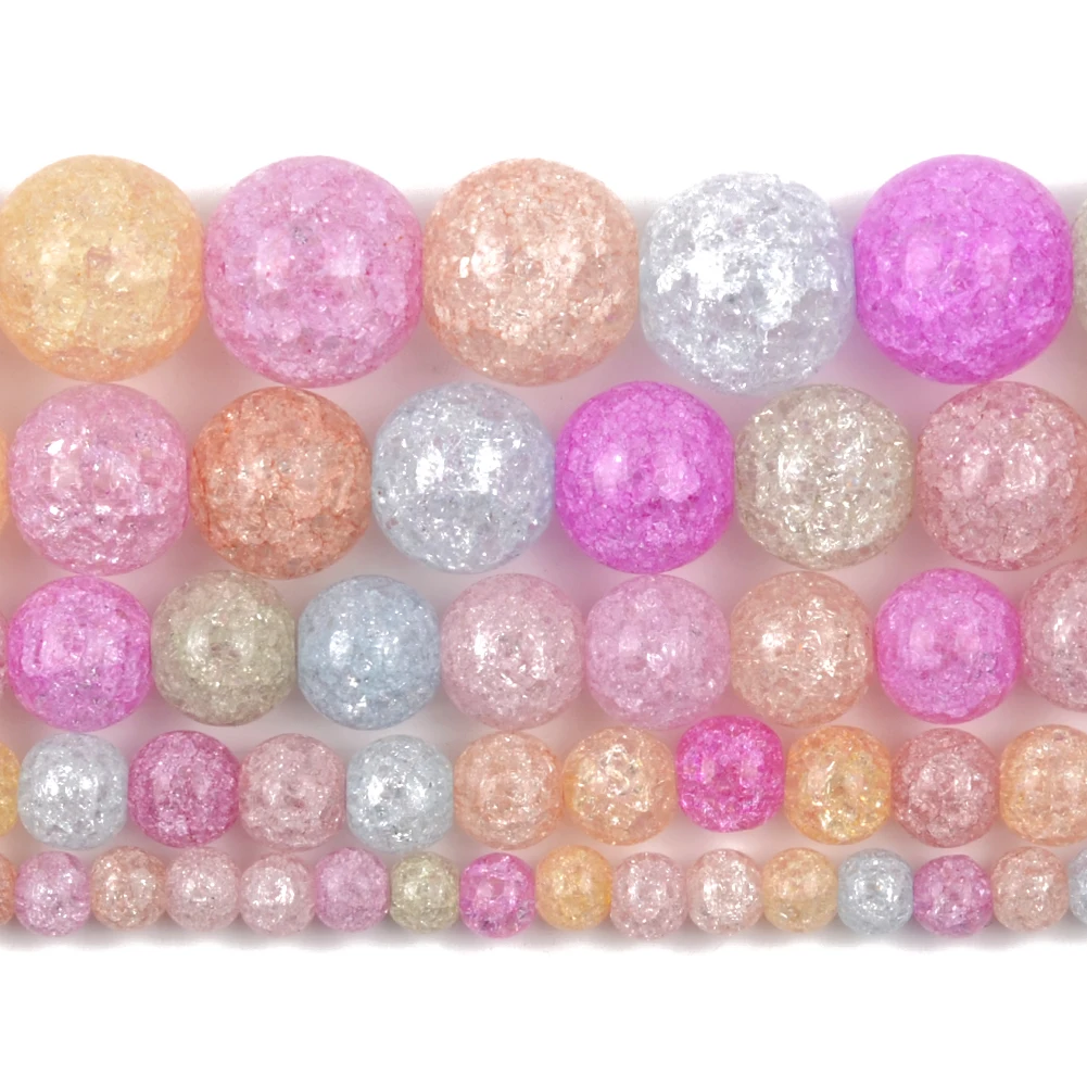 Бусины-разделители Multiclor с трещинами круглые, 6/8/10/12 мм