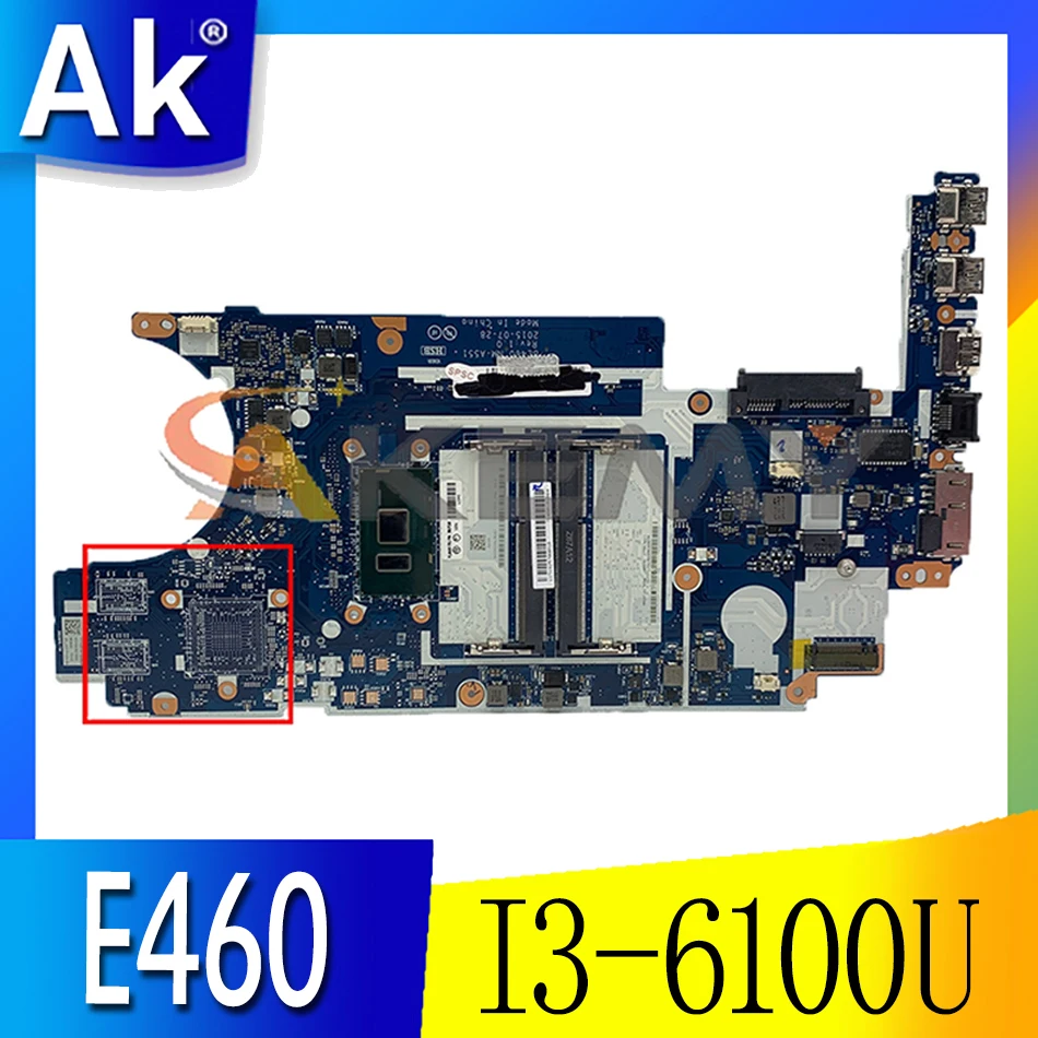 

Akemy For Lenovo ThinkPad E460 E460C Laptop Motherboard BE460 NM-A551 CPU I3 6100U DDR3 Integrated Graphics Card Work