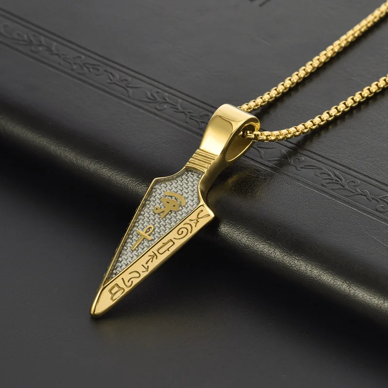 Фото Подвески Horus Eye Anka Cross Spearhead из нержавеющей стали для мужчин и женщин, элитные персонализированные модные ожерелья, ювелирные изделия №1