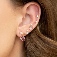 kouch wholesale earrings 5pcs fairy flower aaa zirconia studs piercing y2k elegant romantic design for vacation jewelry on ears