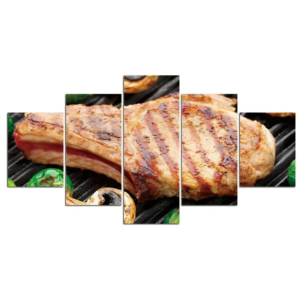 

5Pcs Barbecue Meat Food Grill Pictures Wall HD Print 5 Panel Modern 5 Pieces Poster Home Decor No Framed Room Decor