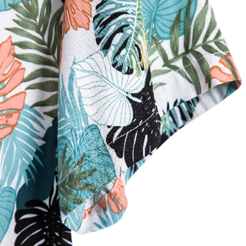 Мужская хлопковая рубашка с коротким рукавом гавайская Пляжная футболка