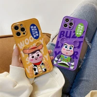 ins 3d robot bear buzz lightyear and woody couple soft silicone phone case for iphone xr xs max 8 plus 11 12 13 13 pro max case