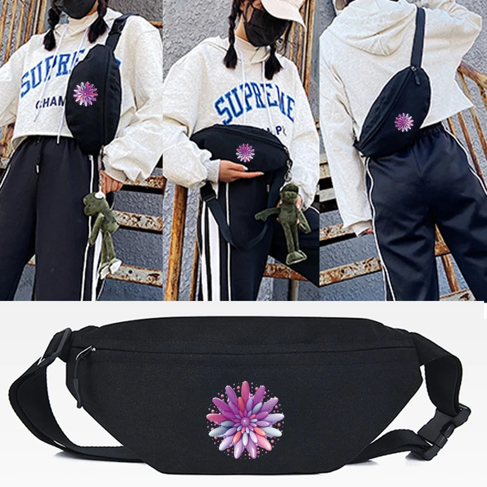 

Chrysanthemum Printing Waist Bags Outdoor Sports Travel Phone Tote Bags Unisex Crossbody Shoulder Pouch Underarm Waist Chest Bag