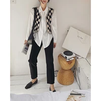 2022 women cotton linen vest top y2k clothes cardigan sleeveless jacket sweatshirt vintage korean fashion oem knitted za check