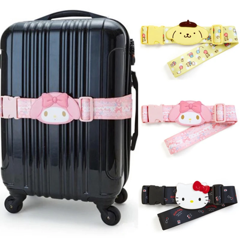 Kawaii Sanrio luggage straps Melody Kitty suitcase anti-theft packing rope writing luggage tag trolley case travel storage