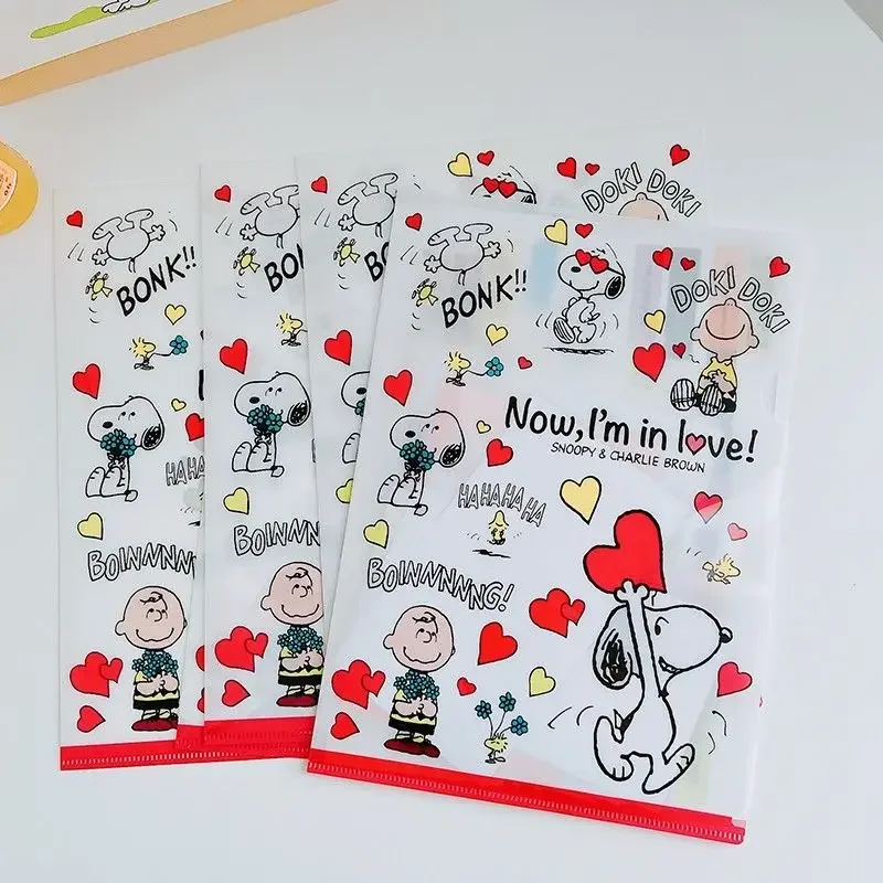 Пластиковая L-образная папка Snoopy милый мультяшный студенческий бумажный зажим