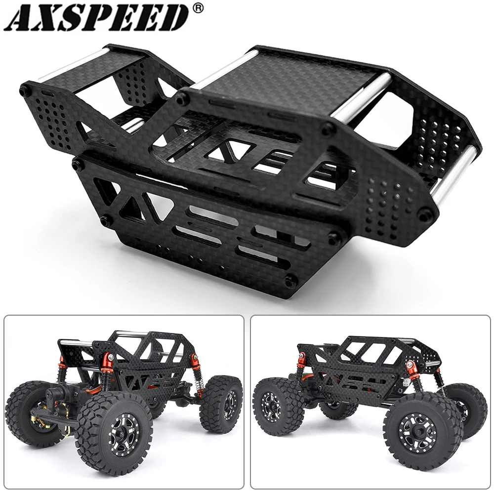 AXSPEED-chasis de fibra de carbono para coche de control remoto Axial SCX24 1/24 RC Crawler Car, piezas de mejora, estructura de Buggy Rock