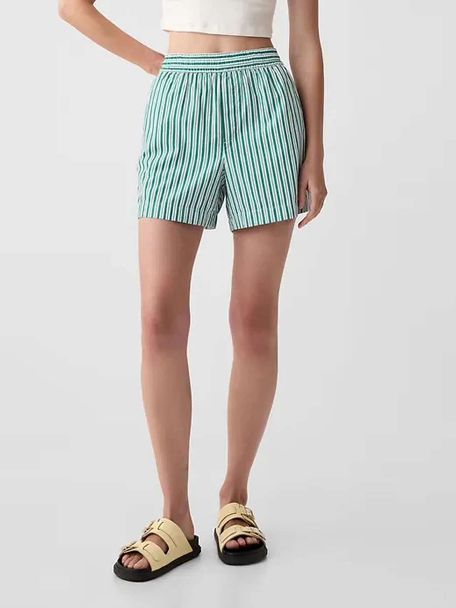 Женский пижамный комплект в полоску рубашка с длинным рукавом и застежкой на