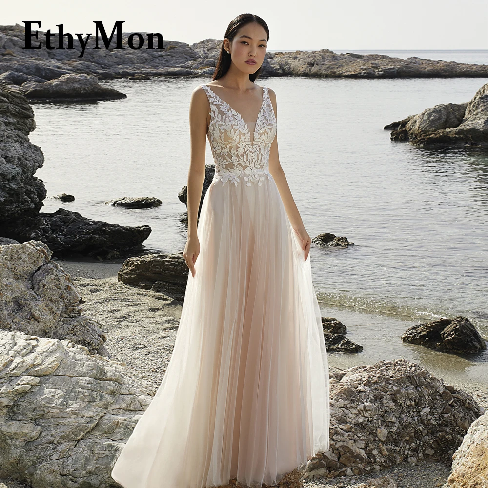 

Женское свадебное платье с V-образным вырезом, без рукавов