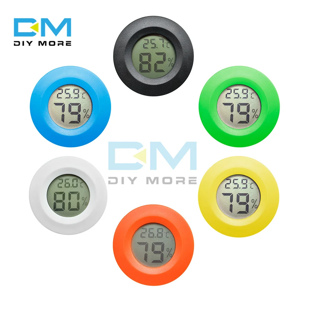 

Круглый встроенный цифровой термометр и гигрометр с переключателем, 1 шт.