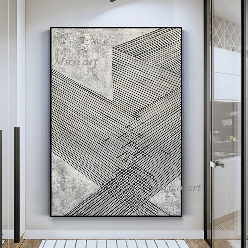 

Hand-painted Oil Painting Canvas Large Size Wall Picture Decor Unframed The Collision Of Line And Line Abstract Art Paintings