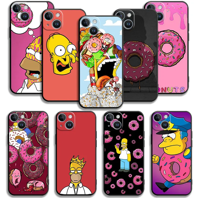 

For Apple iPhone 12 13 11 14 Pro Max 7 Plus XS Mini 8 X XR 12mini 13mini Homer Simpson Love To Eat Donuts Shockproof Phone Cases