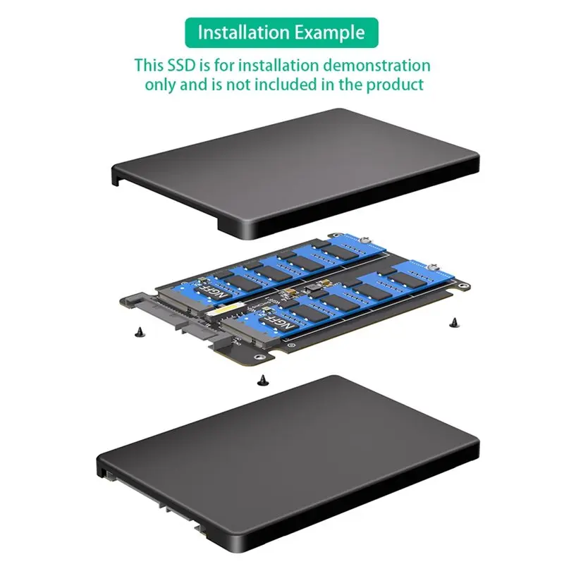 Фото Карта-конвертер интерфейса ASMA-Dual M.2 B Key SSD в 2.5 SATA3 с пластиковым корпусом для замены HDD в ноутбуках и настольных ПК №4