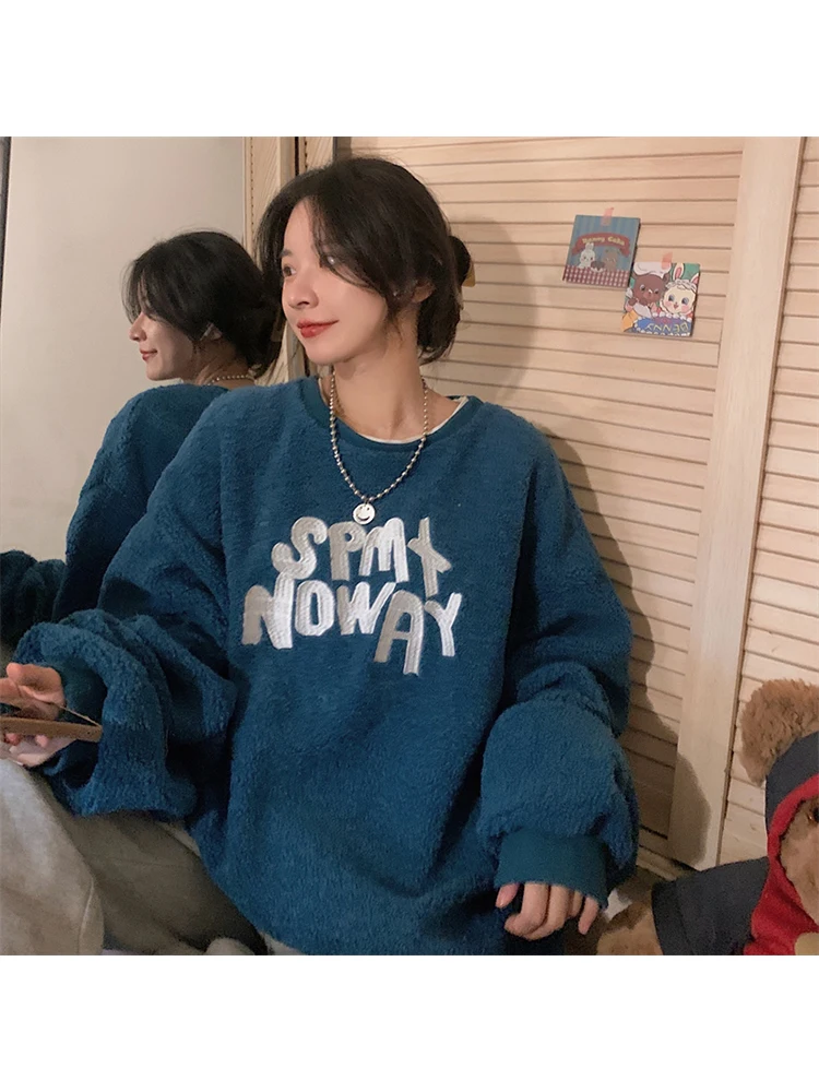 

2022 корейская мода осень-зима аниме пушистая толстовка женская Свободная с длинным рукавом кавайная Толстовка повседневные Пуловеры Одежда