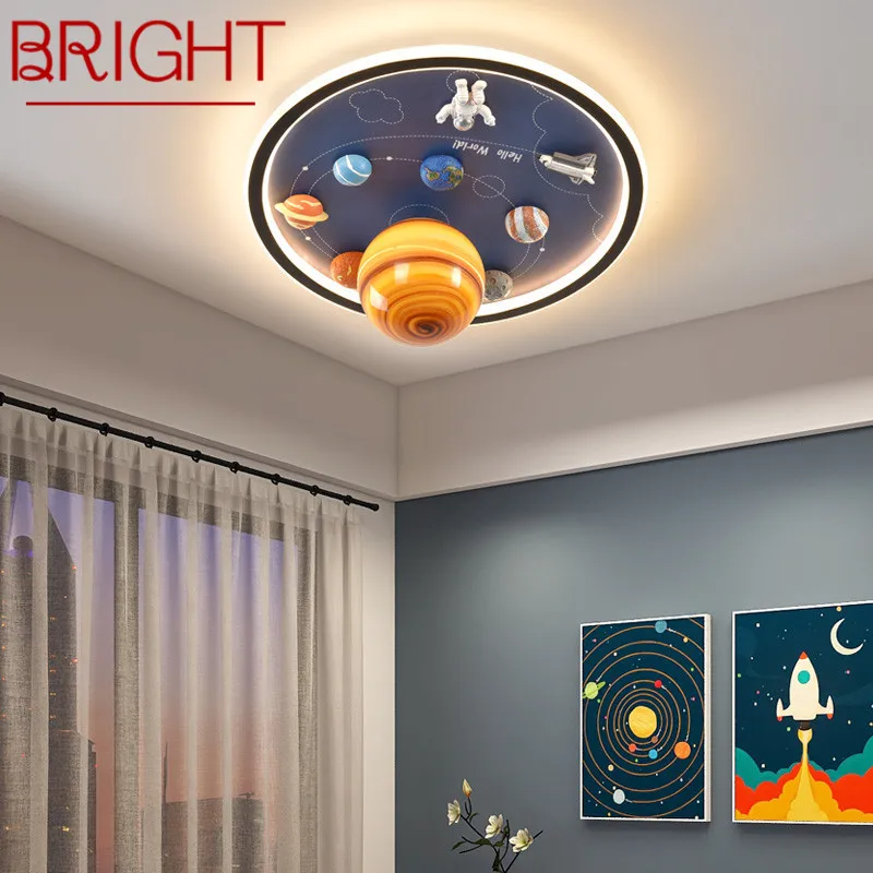 

BRIGHT Children's Planet Ceiling Lamp LED Creative Cartoon Light For Home Decor Kids Room Kindergarten With Remote Control