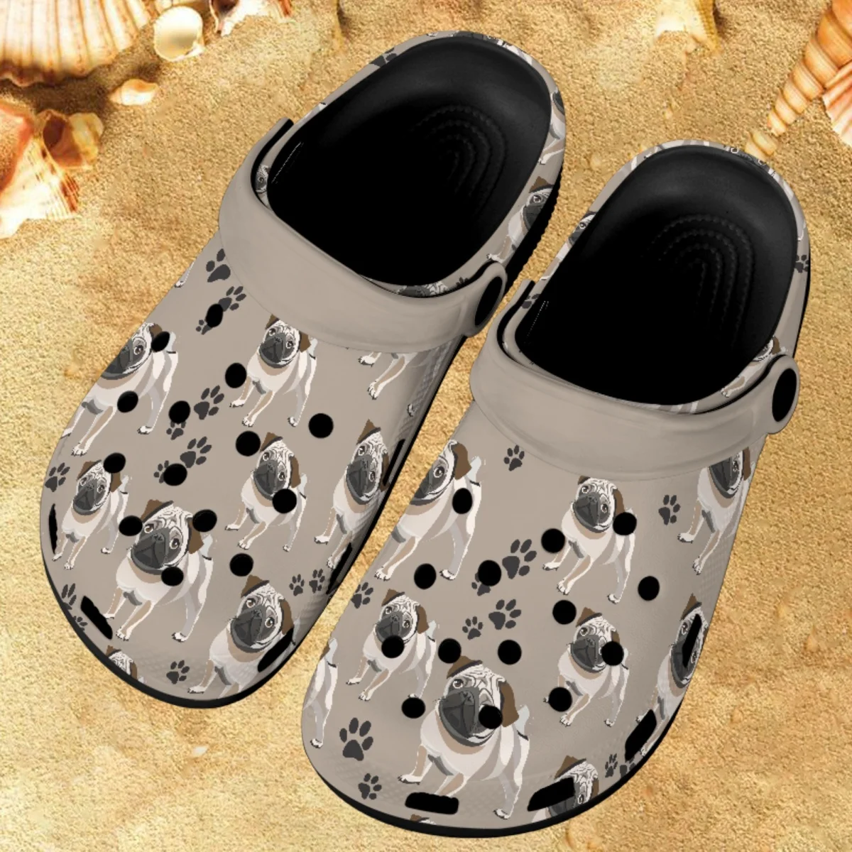 

Женские нескользящие шлепанцы с мультяшным принтом, для ванной комнаты, сланцы с забавным принтом мопса, сланцы для дома, лето 2023