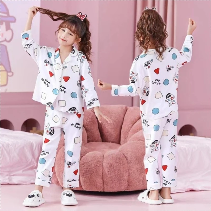 Kawaii Crayon Shin Chan детский пижамный комплект для девочек мультяшный анимационный