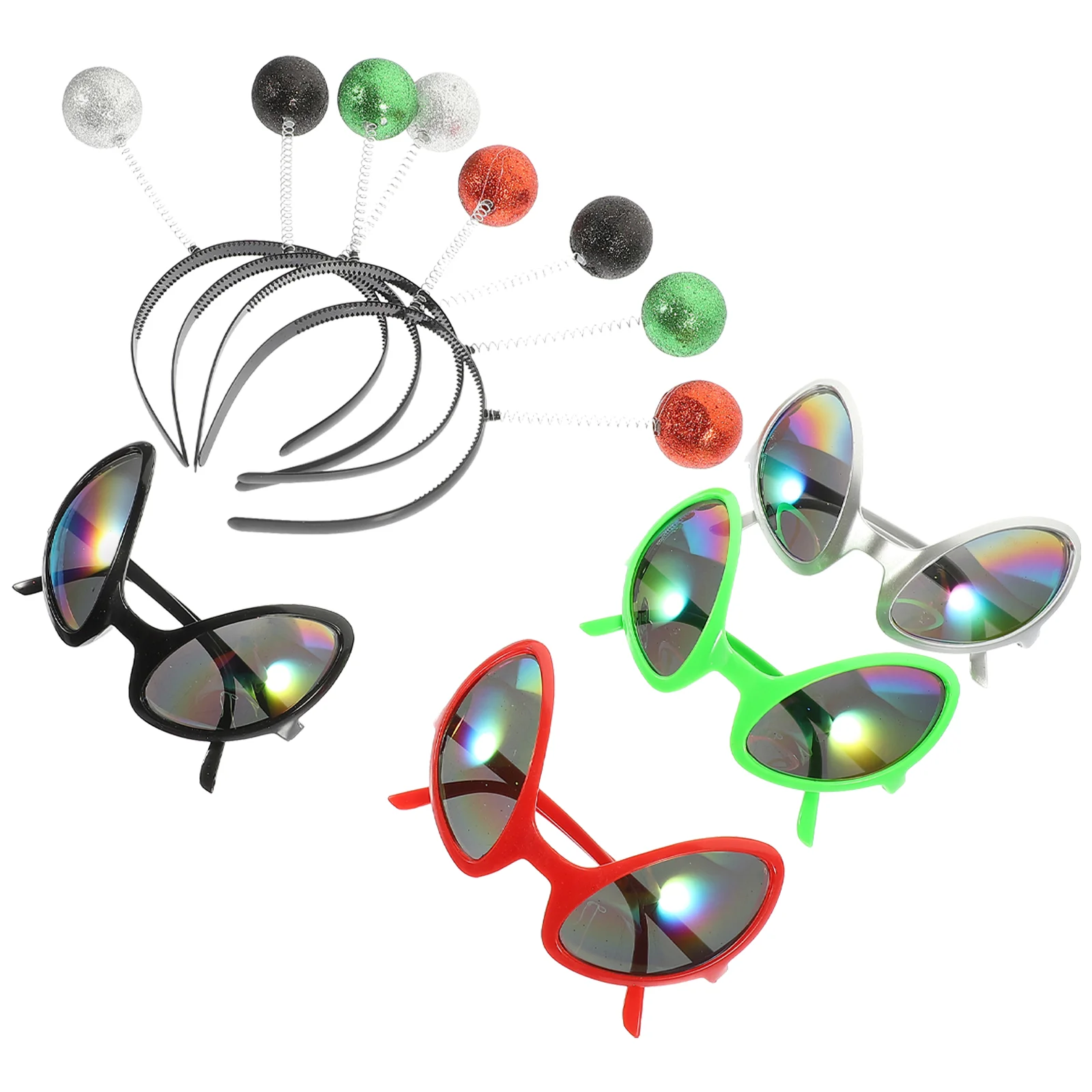 

1 Set of Plastic Headbands Alien Antenna Headbands Decorative Alien Eyeglasses Festival Party Supplies