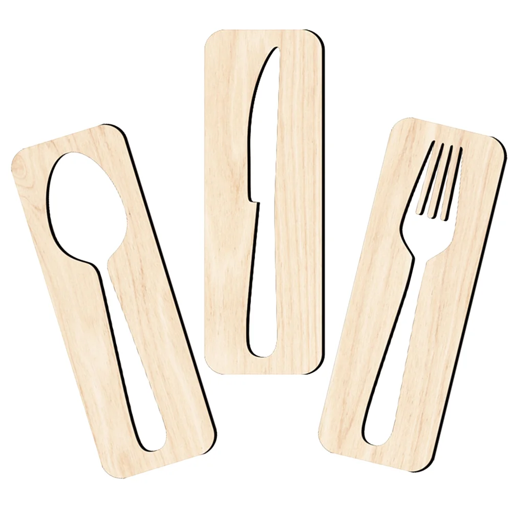 

Three-dimensional Tableware Fork Wall Sticker Pendant Decorative Wood Board Woodsy Trim