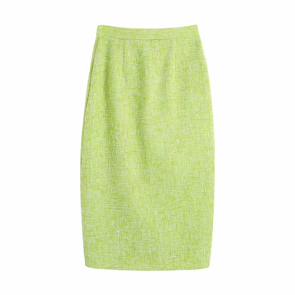 Женская твидовая юбка средней длины винтажная модная на пуговицах с разрезом