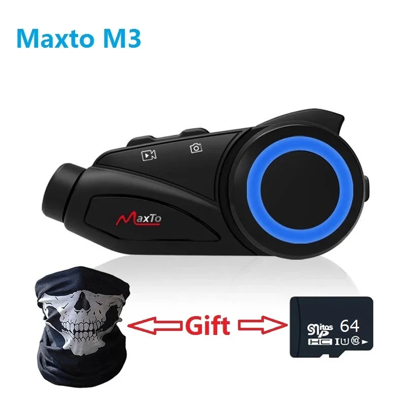 Интерком Maxto M3 для мотоциклетного шлема, BT, Wi-Fi, записывающее устройство, 6 водителей, переговорное устройство 1080P, видеорегистратор, подходит для Q7 V6 BTS3 + 64G SD, подарок Интерком Maxto M3 для мотоциклетного шлема, BT, Wi-Fi, записывающее устройство, 6 водителей, переговорное устройство 1080P, видеорегистратор, подходит для Q7 V6 BTS3 + 64G SD, подарок