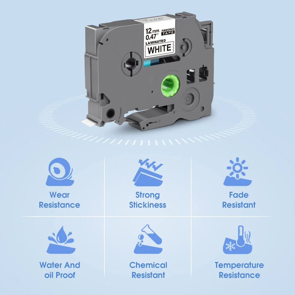 Ламинированная лента для Brother Label 231 131 431 6/9/12 мм черная на белом цвете 631 совместима