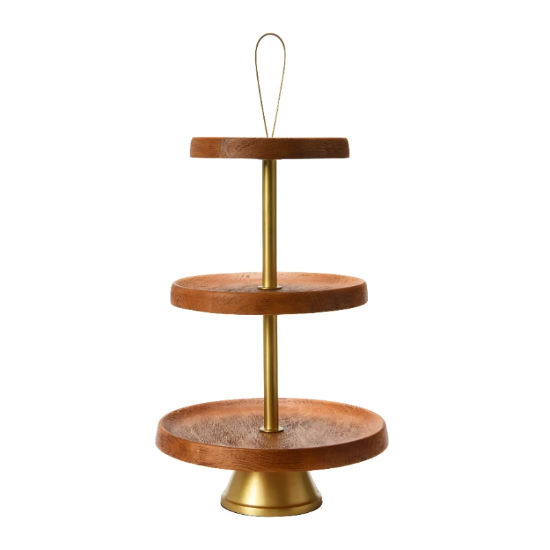 

12" x 12" Wood 3-Tier Tiered Dessert Stand , Gold