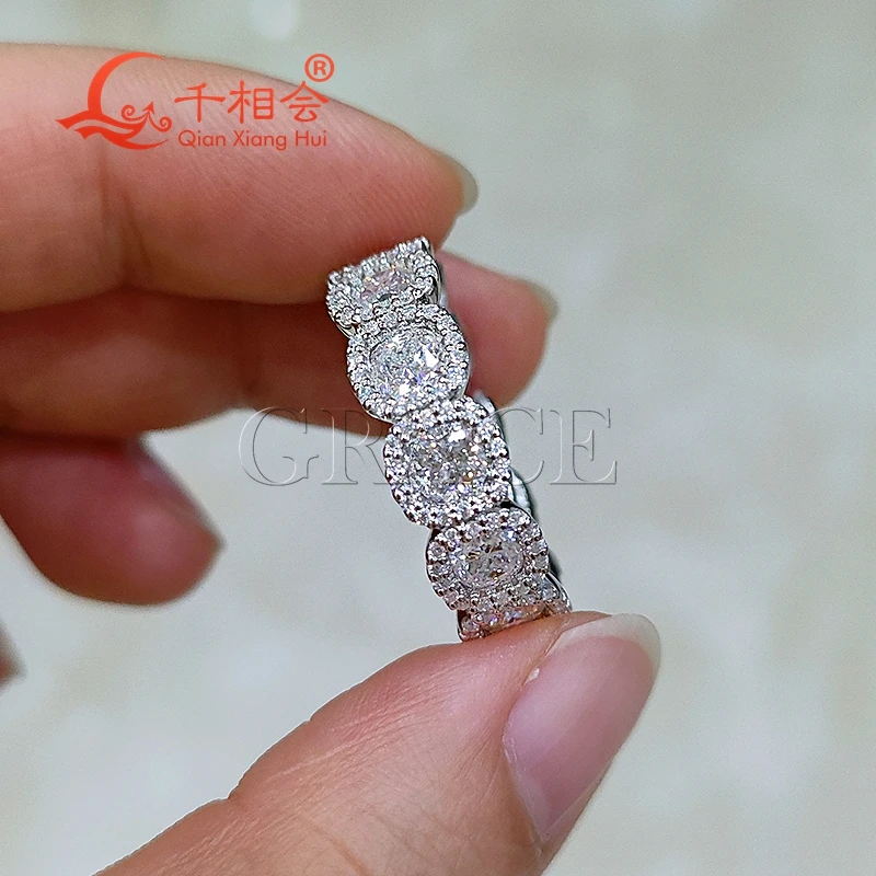 10k 14k 18k real gold 6mm cushion Crystal sugar ring hip hop  round Moissanite Ring Men women  Diamonds Male fine Jewelry