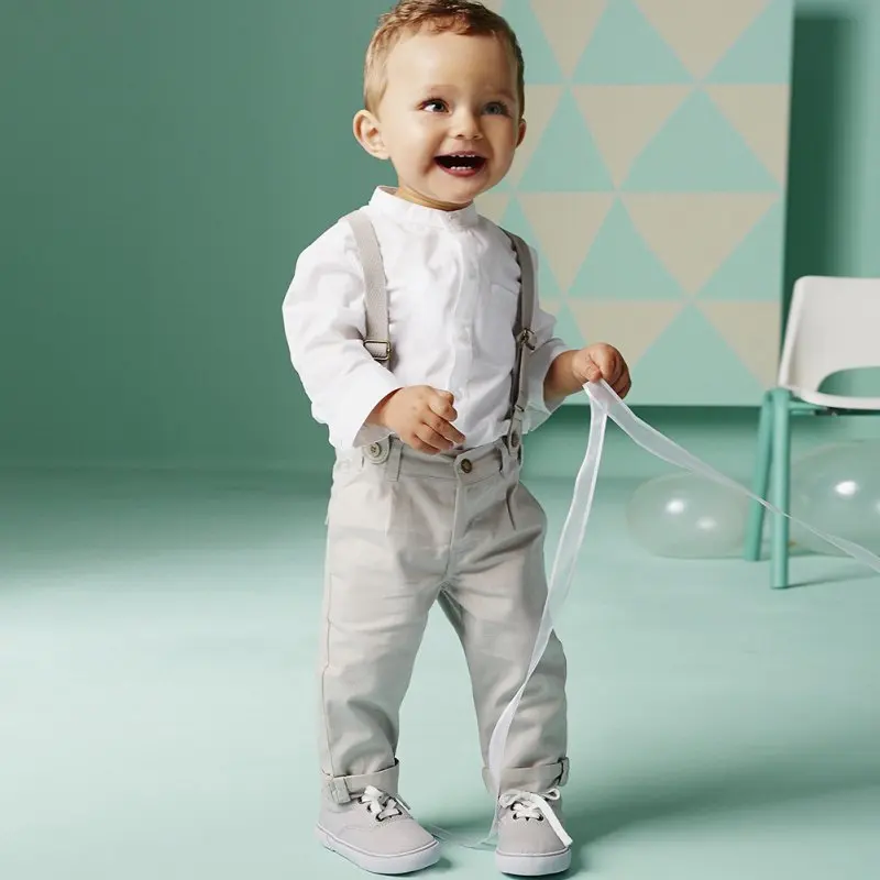 Детский Модный Комплект Для Мальчиков — Белая Летняя Рубашка С Вертикальным