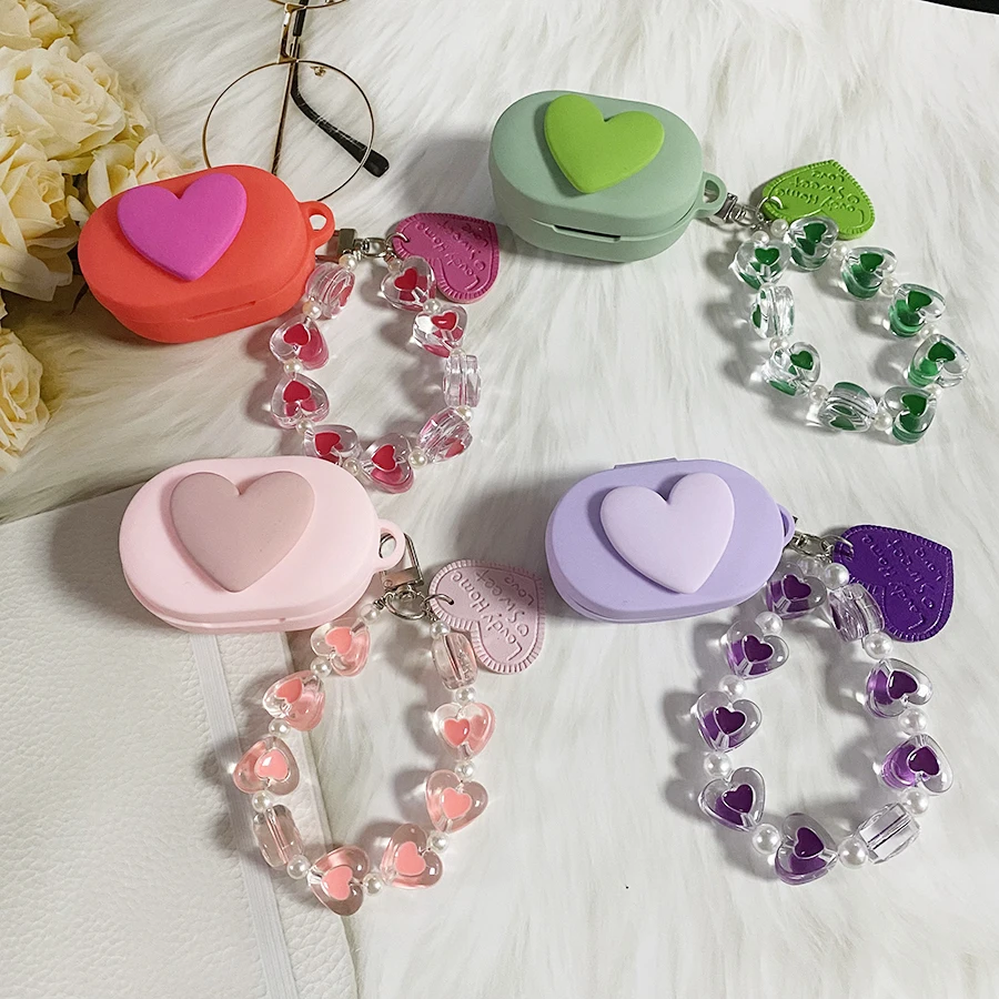 

For xiaomi Redmi AirDots Case Cute Love Earphone Silicone Cover AirDots S / AirDots 2 cover with WristChain Lanyard Case Fundas