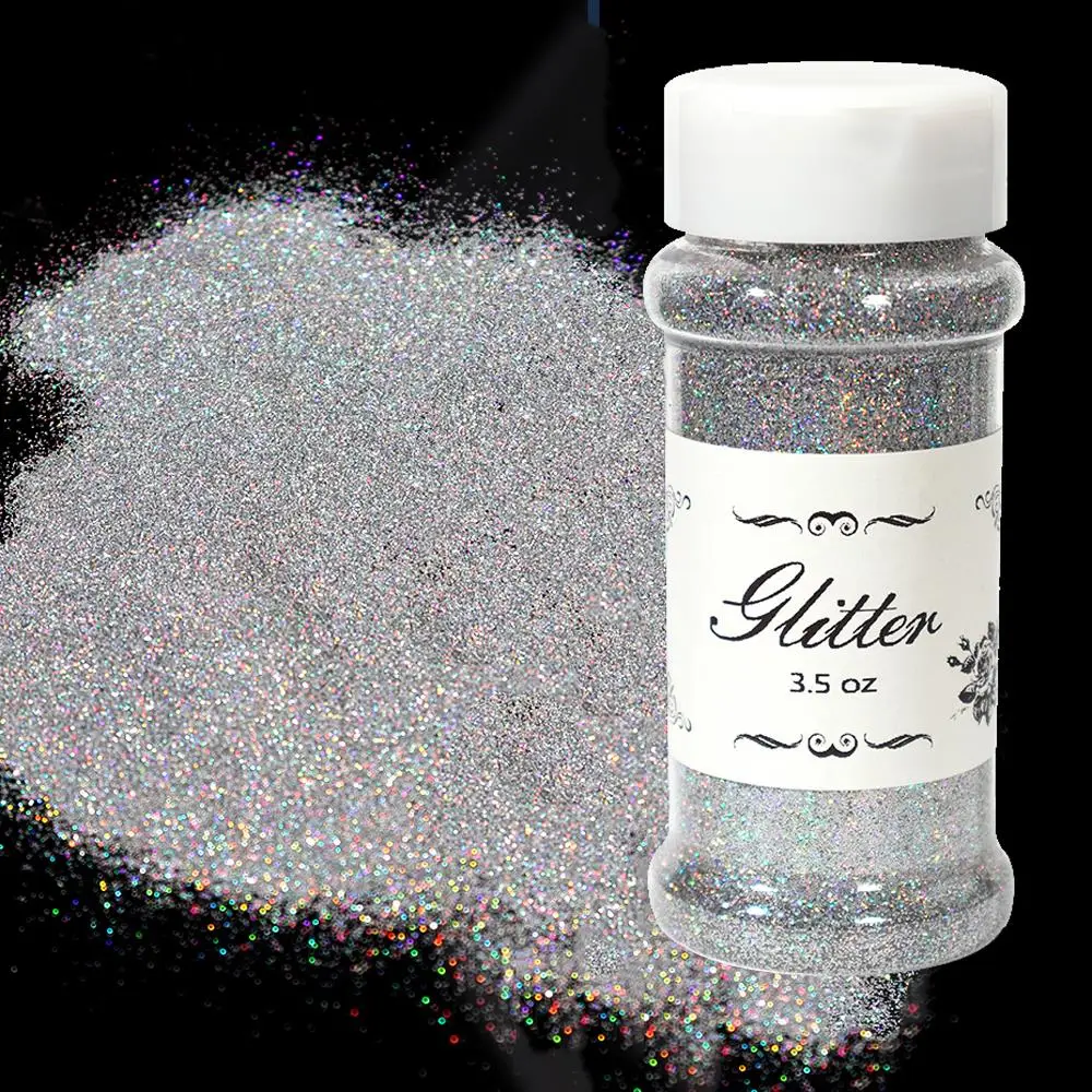 

0.2mm Laser Nail Glitter Holographic 1/128 Sparkling Diamond Nail 3.5 OZ Silver Reflective Fine Glitter Dust Nail Art Diy Decor*