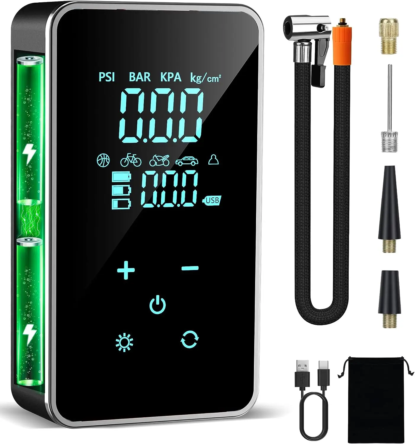 

Inflator Portable Air Compressor-Air for Car-18000mAh Air Compressor -150 PSI Portable Air -Tire Cordless with Touch Screen/G