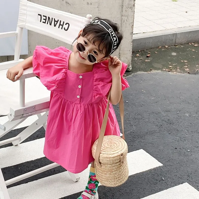 

2022 girls’dress summer new children’s Princess Dress Korean version of the children’s short-sleeved dress pink
