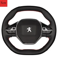 customized diy hand stitched leather car steering wheel cover for peugeot 508l 4008 5008 408 308 interior accessories