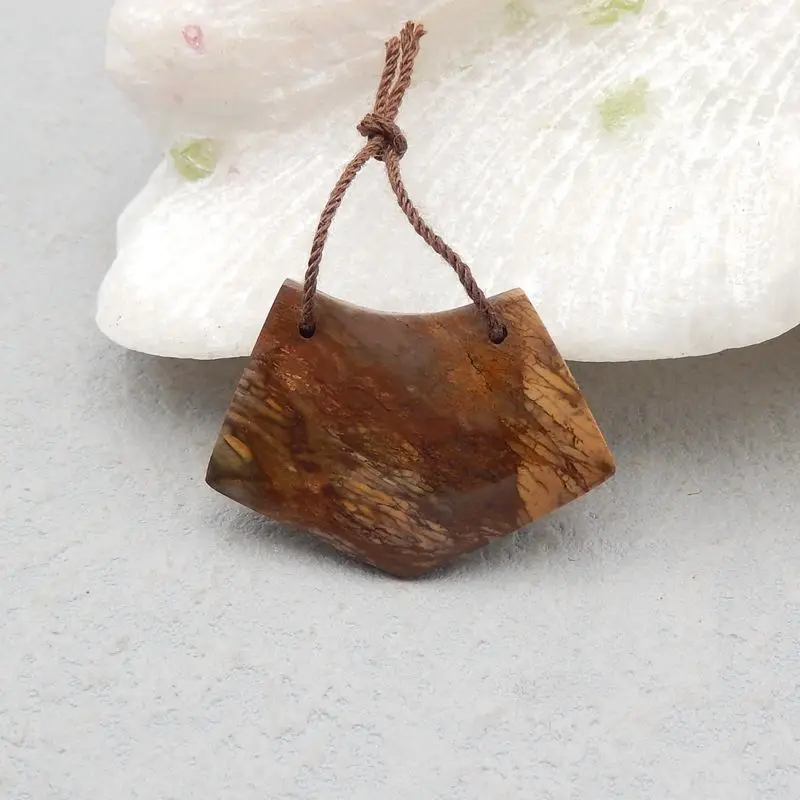 Подвеска из полудрагоценного натурального камня Пикассо яшма бусина 31x21x5 мм |