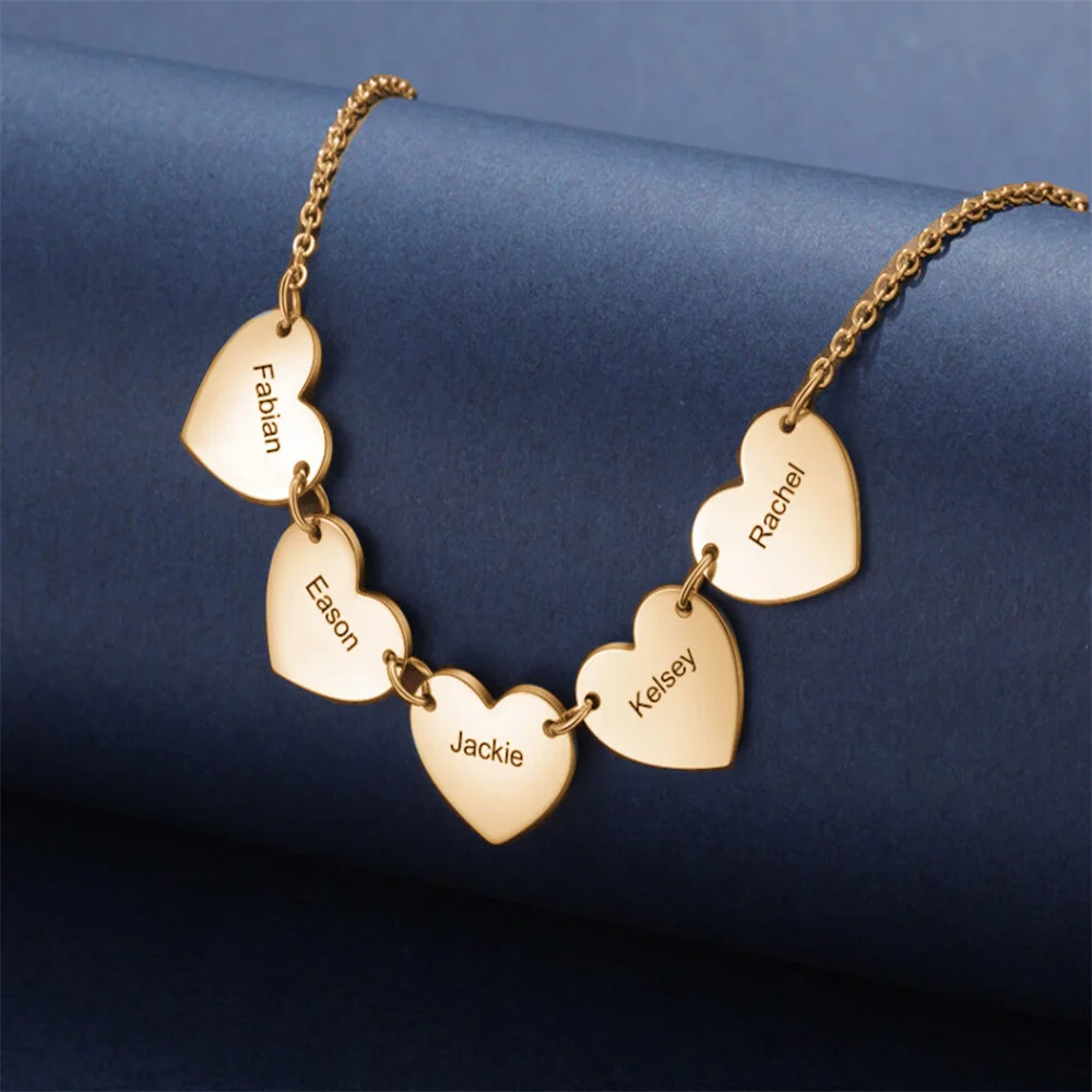 

Tangula Custom Dainty Heart Pendant Necklace Personality Stainless Steel Engraved 1-5 Name Jewelry for Woman Girl Gift