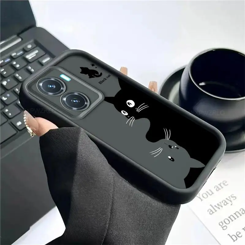 Чехол для телефона с милым рисунком кота vivo Y77 Y77e t1 iQOO Z6 Lite матовая мягкая