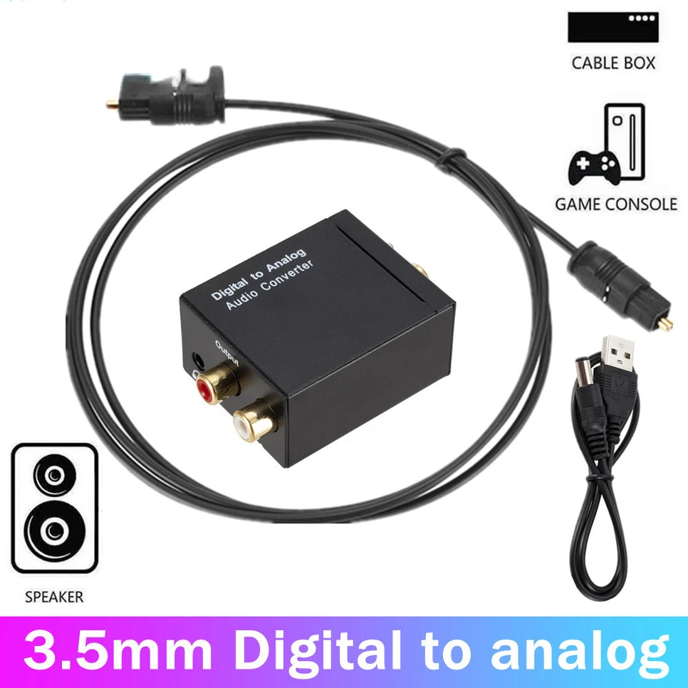 

3.5Mm Jack Coaxial Optical Fiber Digital To Analog Audio Aux Rca L / R Converter Spdif Digital Audio Decoder Amplifier