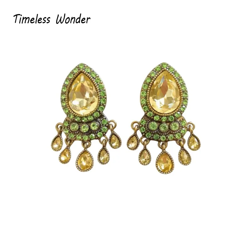 Женские серьги-капельки с кристаллами в стиле ретро