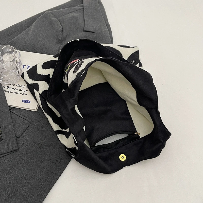 Холщовая Сумка для женщин вместительная Женская сумочка с рисунком черного кота