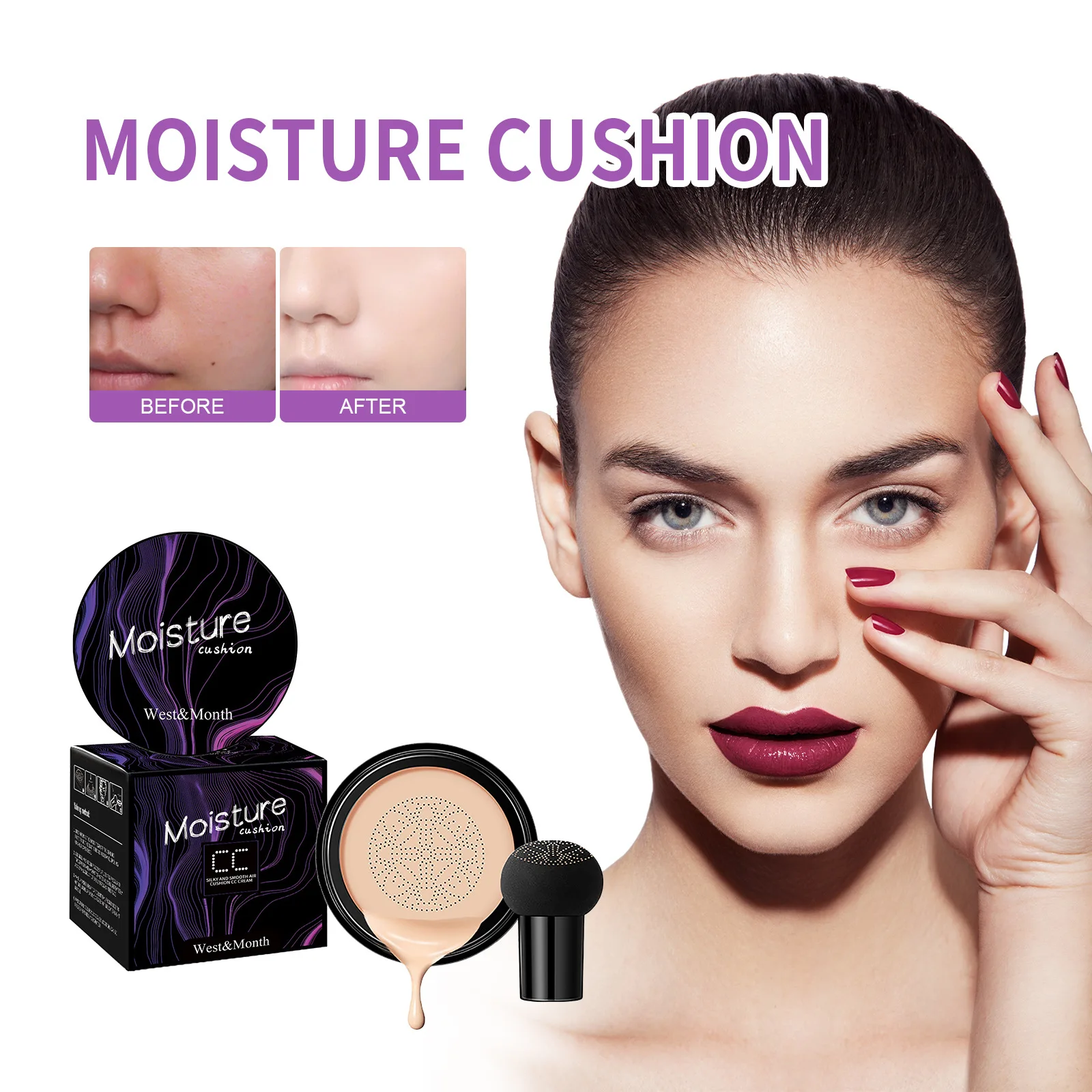 

New 3Color Mushroom Head Air Cushion CC Cream Foundation Waterproof Brighten Concealer Long-lasting Face Makeup Korean Cosmetics