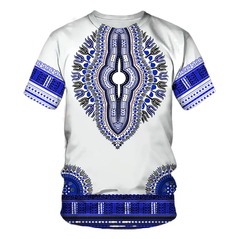 

Dashiki Style Shirt Men's T-shirt Ethnic Totem Print Short Sleeve Summer O-Neck T-shirt Casual Streetwear Male Oversized Tops