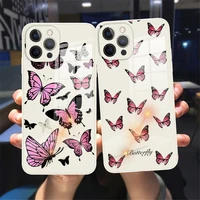 for iphone 13 mini 11 12 pro max x xr xs max 7 8plus se 2020 case luxury tempered glass phone case colorful butterfly cover