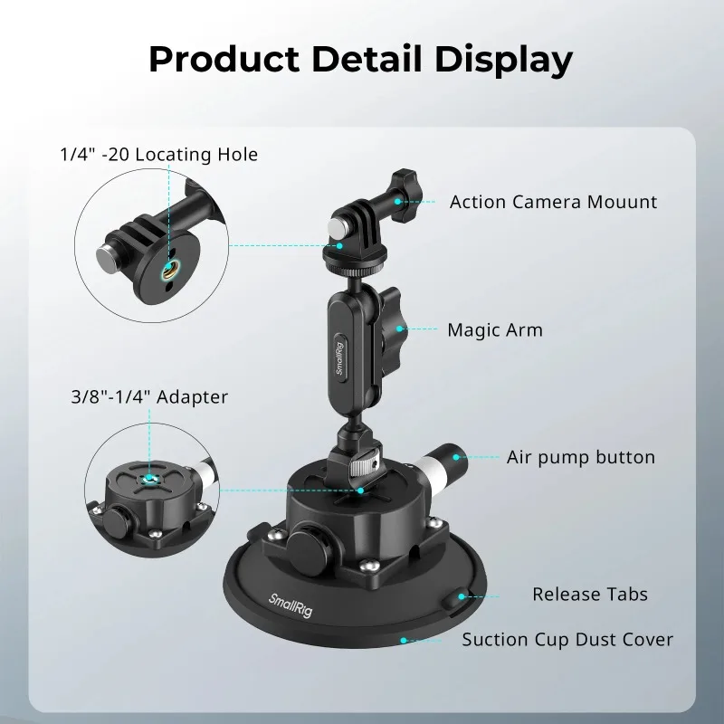 Фото Крепление-присоска SmallRig 5855/5856 для экшн-камер DJI Osmo с шаровой головкой, держателем для телефона и магическим кронштейном, аксессуар для экшн-камер №3
